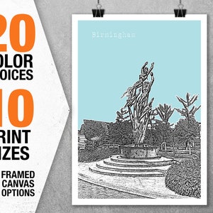 Birmingham Michigan Skyline Art Print Poster MI Item T5325