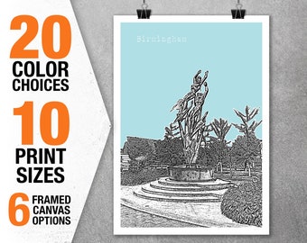 Birmingham Michigan Skyline Art Print Poster MI Item T5325