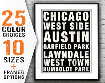 Chicago West Side Poster Subway Art llinois Print IL Garfield Park Lawndale West Town Austin Item T1574