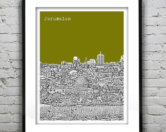 Jerusalem Skyline Poster Art Print Israel Version 2