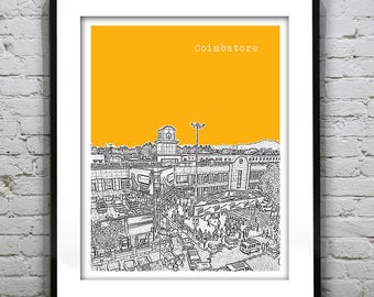 Coimbatore India Poster Art Print Skyline India Item T1112