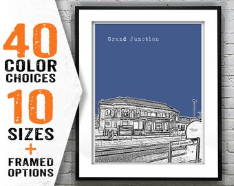 Grand Junction Skyline Poster Art Print Colorado CO Version 1