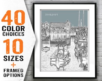 Rockport Skyline Poster Art Print Massachusetts MA Item T1694