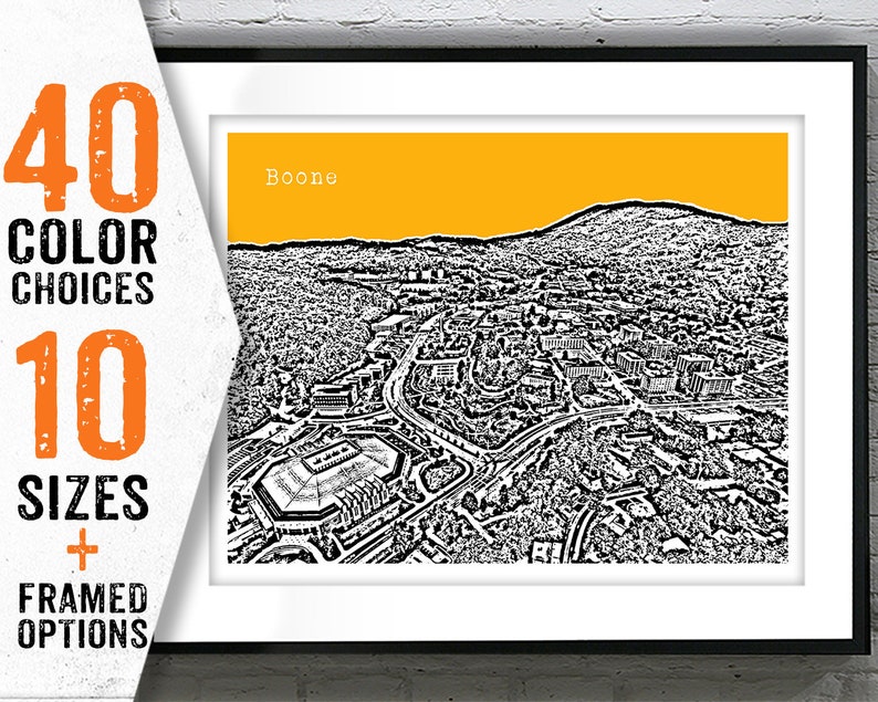 Boone North Carolina Poster Art Print Skyline NC Item T1947 - Etsy