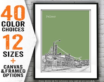 Palmer Massachusetts Skyline Poster Art Print MA Item T4636