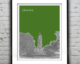 Lincoln Nebraska Poster Skyline Print Item T4580