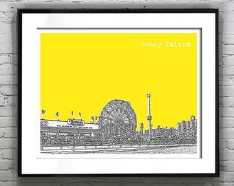 Coney Island New York City Skyline Art Print Poster NYC NY Item T1803