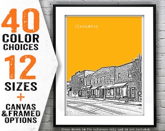 Clarkston Michigan Skyline Poster City Art Print  MI Item T5278