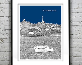 Portsmouth New Hampshire Poster Print Art Skyline NH Item T4230
