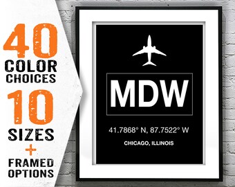 MDW Chicago Midway International Airport Aviation Poster Art Print Item T2001