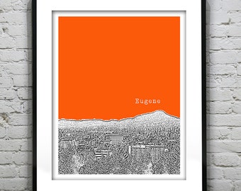 Eugene Oregon Skyline Poster Art Print Oregon OR Version 1