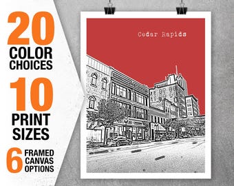 Cedar Rapids City Poster Art Skyline Print Iowa IA Item T5576