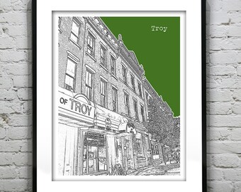 Troy New York Poster Print Art Skyline NY   Item T1150