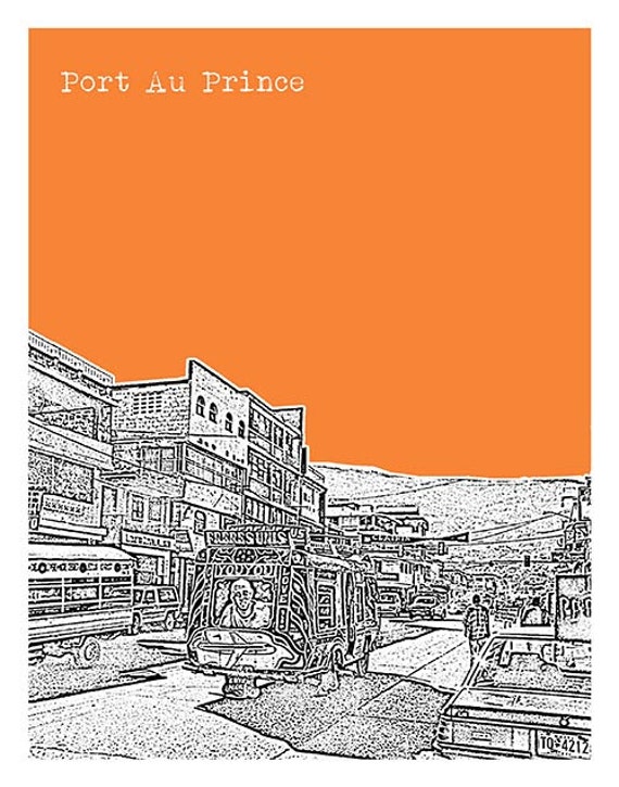 Port Au Prince Haiti Poster Art Print Skyline Etsy