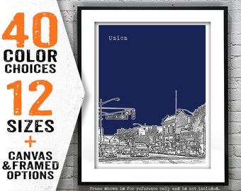 Union New Jersey Skyline Poster Print Art NJ Item T5078