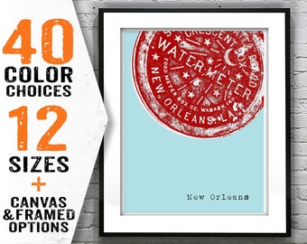 New Orleans Water Meter Art Print Poster  Original Louisiana Item T2173