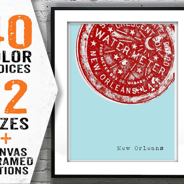 New Orleans Water Meter Art Print Poster  Original Louisiana Item T2173