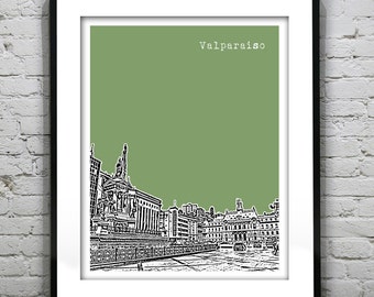 Valparaiso Chile Poster Print Skyline Art South America Item T1155