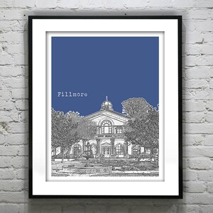Fillmore California Skyline Poster Art Print CA Version 2