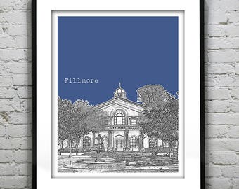 Fillmore California Skyline Poster Art Print CA Version 2