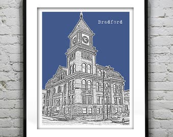 Bradford Poster Art Print Skyline Pennsylvania, PA Item T1367
