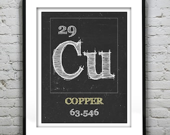 Periodic Table Copper Poster Art Print Periodic Table of Elements Cu 29