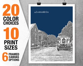 Alexandria Virginia Trolley Skyline Poster Art Print Item T5516