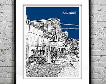 Chatham Cape Cod Skyline Poster Art Print  Massachusetts MA Version 3