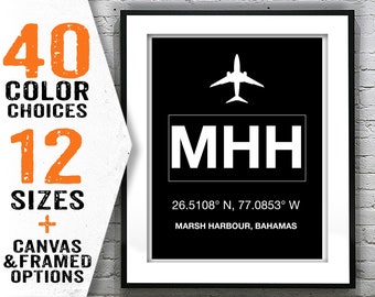 MHH Marsh Harbour Leonard M. Thompson International Airport Aviation Poster Art Print Bahamas Item T2270