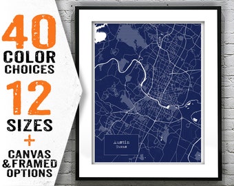 Austin Texas Blueprint Map Poster Art Print TX Item T2390