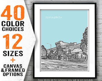 Springdale Arkansas Poster Art Print Skyline AK Item T5143