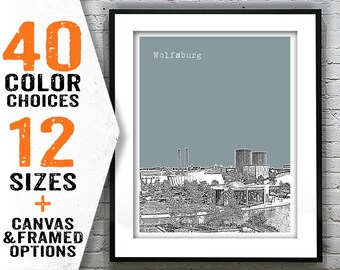 Wolfsburg Poster Skyline Art Print Germany Item T2879
