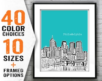 Philadelphia Poster Print Art Pennsylvania City Skyline PA Item T1510