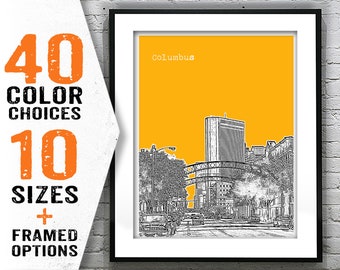 Columbus Poster Print Art Ohio Skyline OH Item T1897