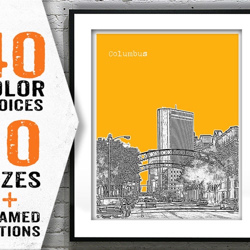 Columbus Poster Print Art Ohio Skyline OH Item T1704 Etsy