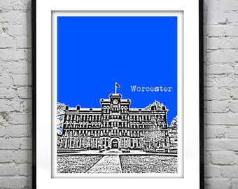 Worcester Massachusetts Skyline Poster Art Print MA Item T2522