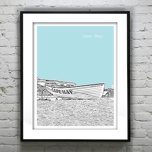 Cape May New Jersey Poster Print Art NJ Shore Skyline Item T2184