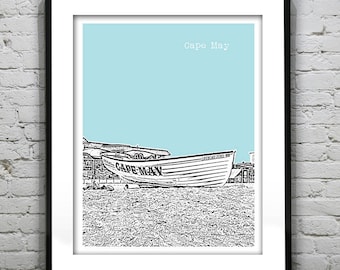 Cape May New Jersey Poster Print Art NJ Shore Skyline Item T2184