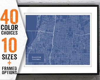 Memphis Tennessee Blueprint Map Poster Art Print Several Sizes Available Item T2705