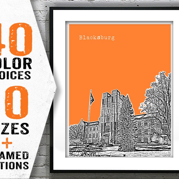 Blacksburg Virginia Poster Art Print VT Item T2025