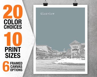 Glenview IL Skyline Poster Art Print Illinois Item T5515
