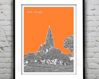 San Diego California Skyline Art Print Poster CA Balboa Park Item T2225