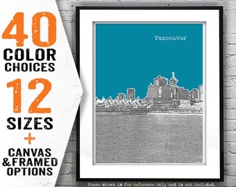Vancouver BC Poster Print City Skyline Canada Art Print British Columbia Item T5214