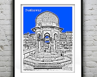 Peshawar Pakistan Poster Art Print Skyline Chowk Yaadgar