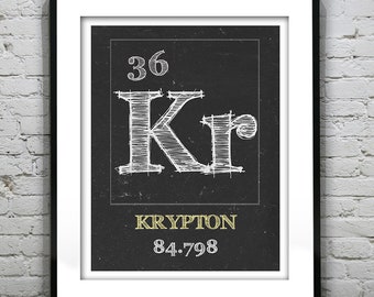 Periodic Table Krypton Poster Art Print Periodic Table of Elements Kr 36