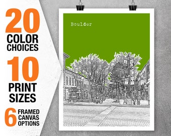 Boulder CO Skyline Colorado Poster Art Print Pearl Street T5449