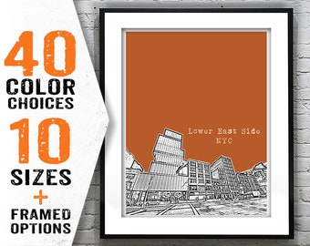 New York City Lower East Side Skyline Poster Art Print Manhattan NY Item T1801