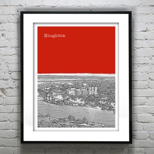 Houghton Skyline Art Print Poster Michigan MI Item T4704