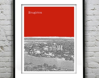 Houghton Skyline Art Print Poster Michigan MI Item T4704