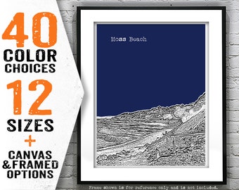 Moss Beach California Skyline Art Print Poster CA Item T4718